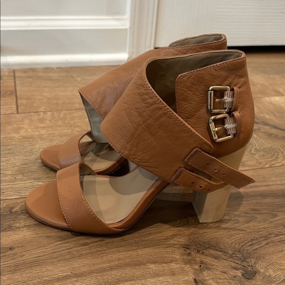 Sole Society Tan Heeled Sandals with Buckles